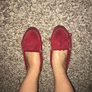 Red Minnetonka Mocs